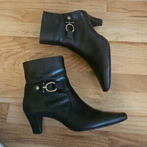 Anne Klein Greta iFlex Leather Upper Ankle Boots / Booties Dark Brown Size 9.5